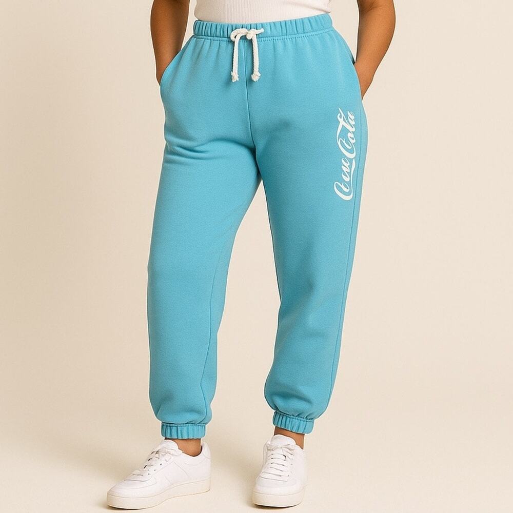 Vintage 80s–90s Coca-Cola Turquoise Sweatpants USA Retro Loungewear L Streetwear